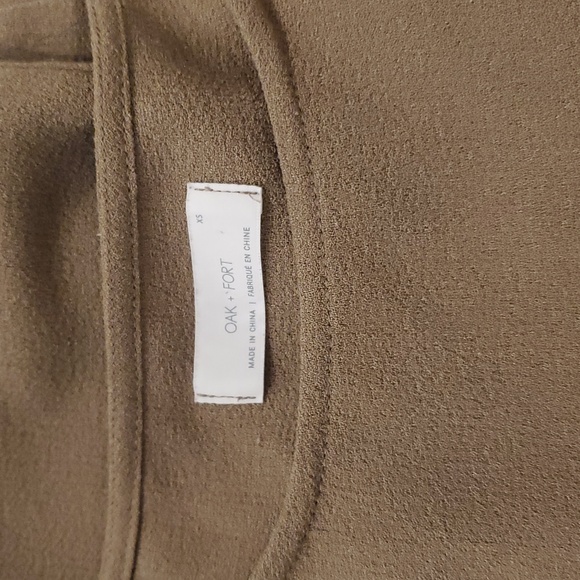 OAK + FORT Tops - Oak and Fort-Taupe/Clay colored 3/4 sleeve textured top,oversized scoop neck